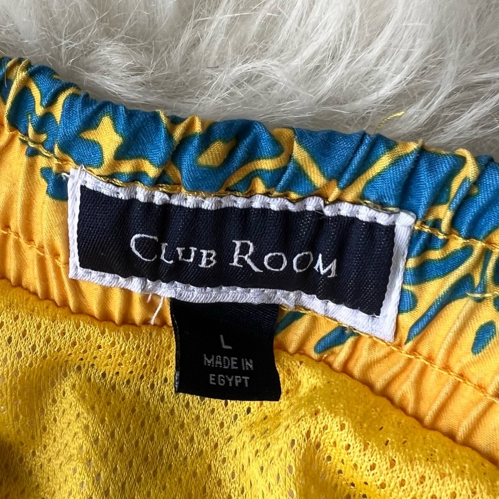 Club Room Vibrant Yellow Swimwear with Blue Pattern